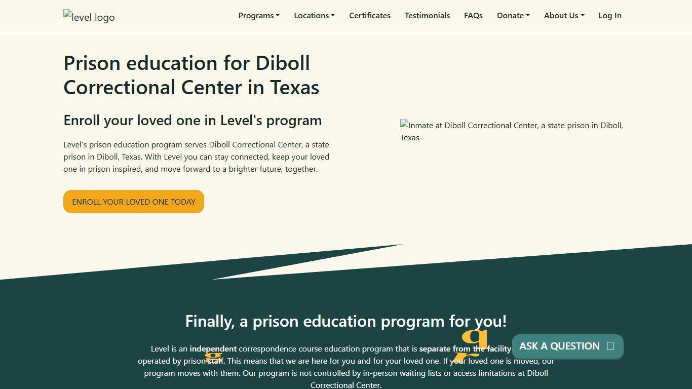 Prison Education For Diboll Correctional Center - Level